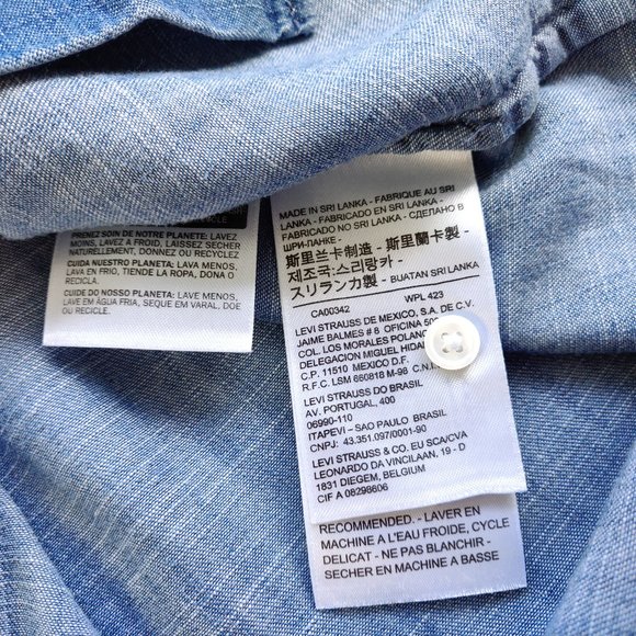 Levi's Denim Chambray Shirt Tencel Ruffle Collar - Picture 7 of 8